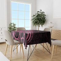 Aotearoa Maori Tablecloth Pink Fern Ribbons on Black - Polynesian Pride