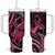 Aotearoa Maori Tumbler With Handle Pink Fern Ribbons on Black - Polynesian Pride