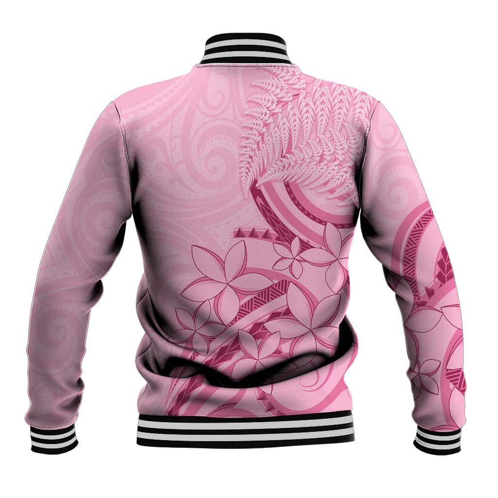 Aotearoa Maori Baseball Jacket Pink Fern Ribbons - Polynesian Pride