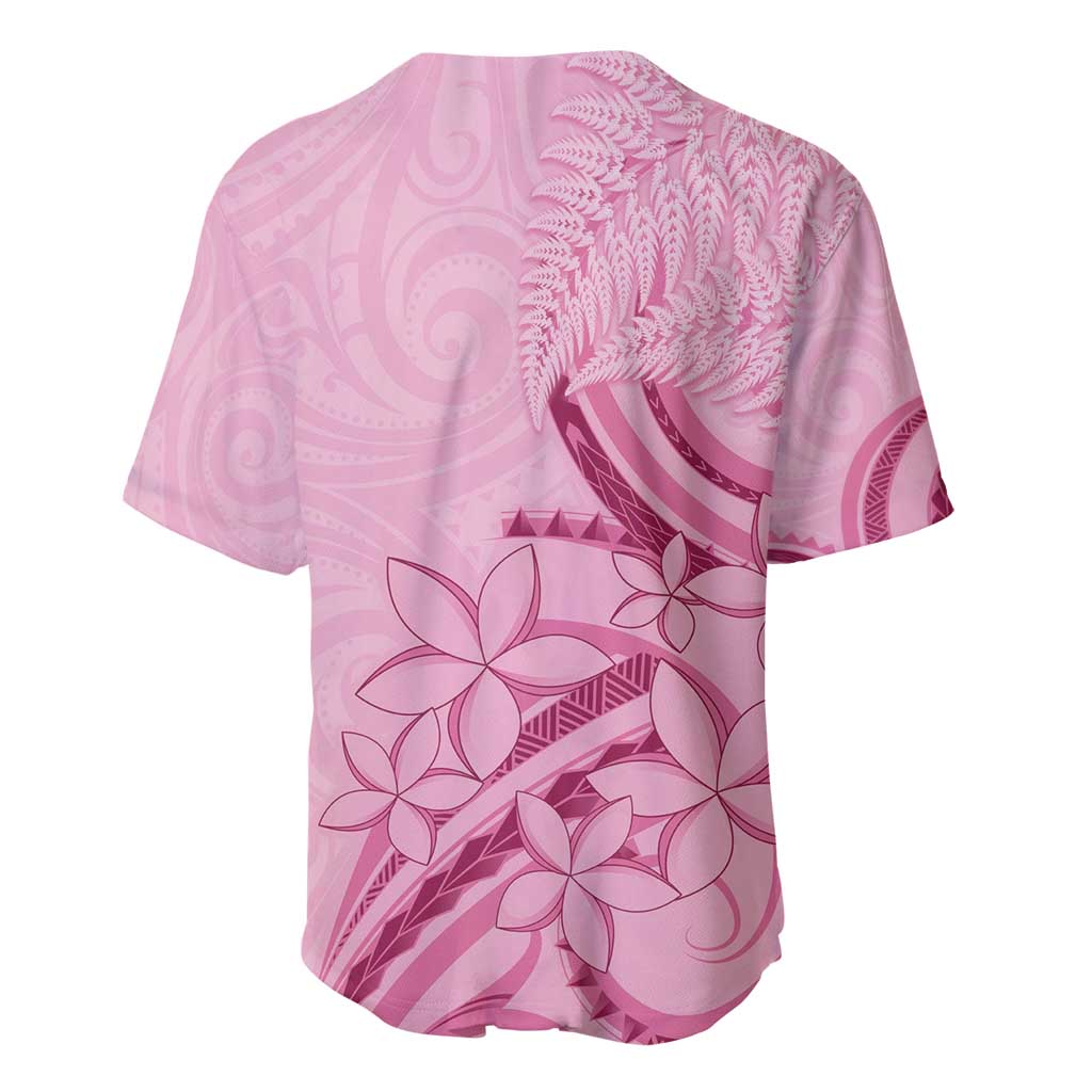 Aotearoa Maori Baseball Jersey Pink Fern Ribbons - Polynesian Pride