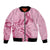 Aotearoa Maori Bomber Jacket Pink Fern Ribbons - Polynesian Pride