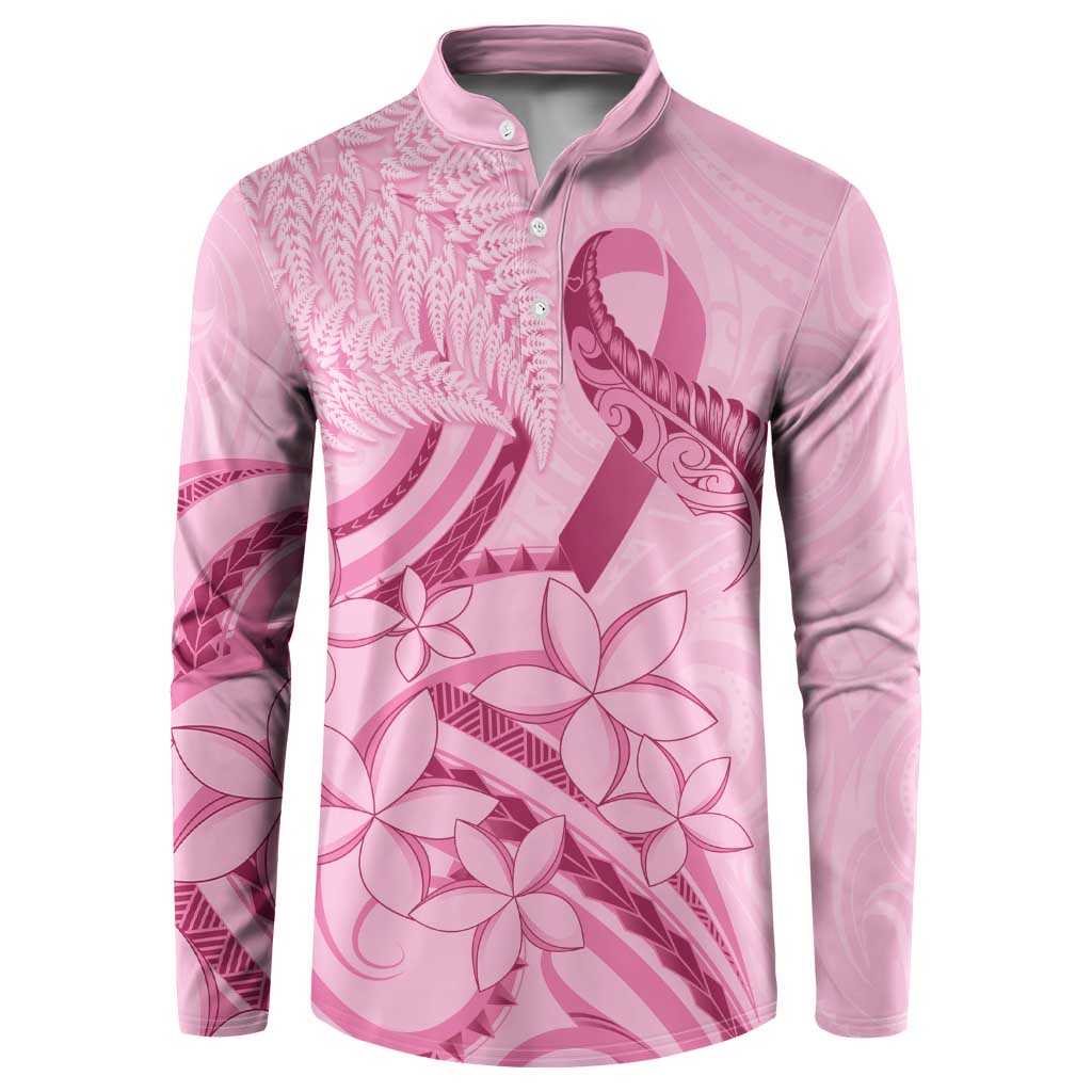 Aotearoa Maori Button Sweatshirt Pink Fern Ribbons - Polynesian Pride