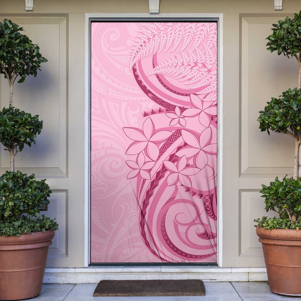 Aotearoa Maori Door Cover Pink Fern Ribbons - Polynesian Pride