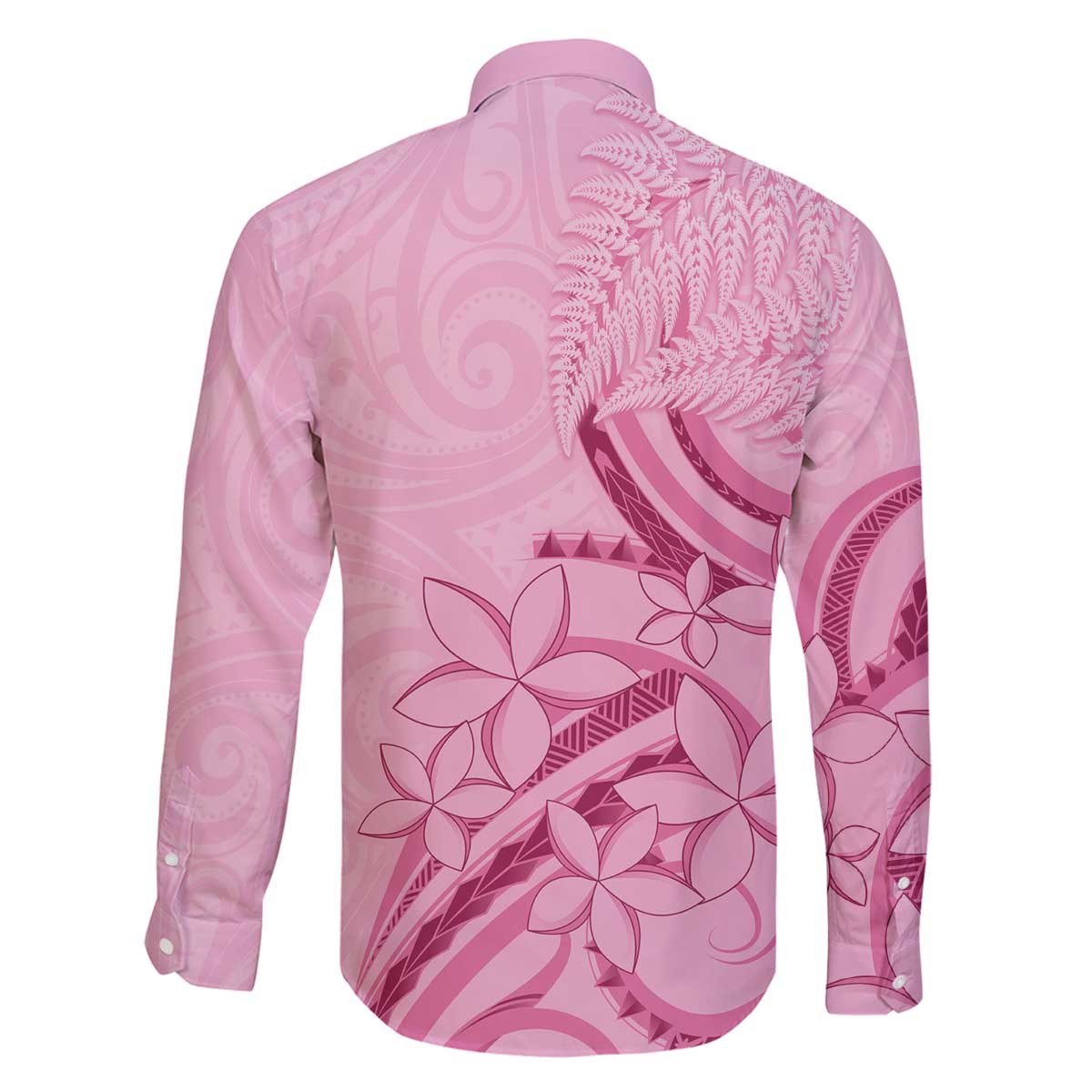 Aotearoa Maori Family Matching Off The Shoulder Long Sleeve Dress and Hawaiian Shirt Pink Fern Ribbons - Polynesian Pride