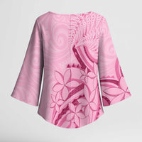 Aotearoa Maori Kimono Sleeve Blouse Pink Fern Ribbons - Polynesian Pride