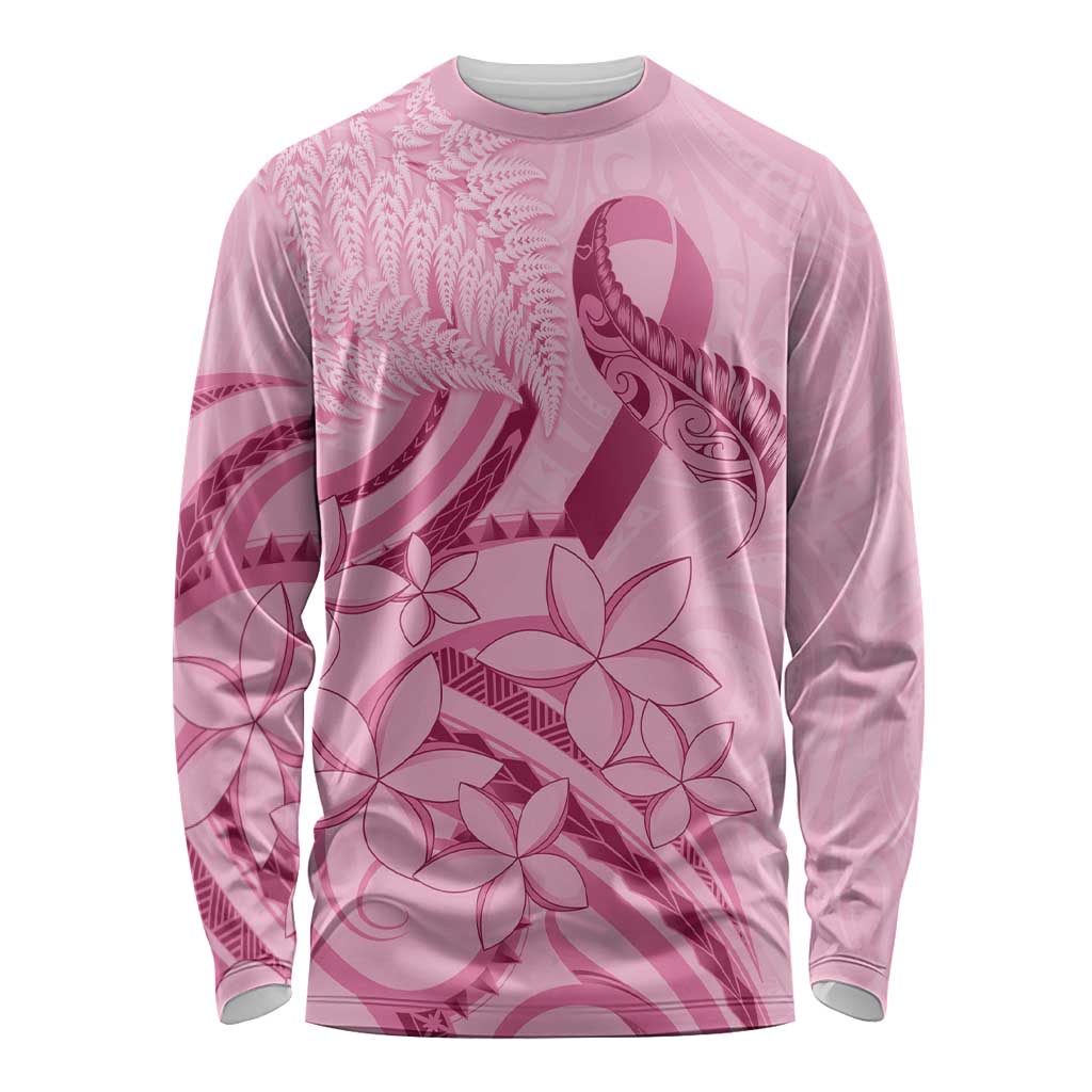 Aotearoa Maori Long Sleeve Shirt Pink Fern Ribbons - Polynesian Pride