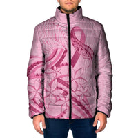 Aotearoa Maori Padded Jacket Pink Fern Ribbons - Polynesian Pride