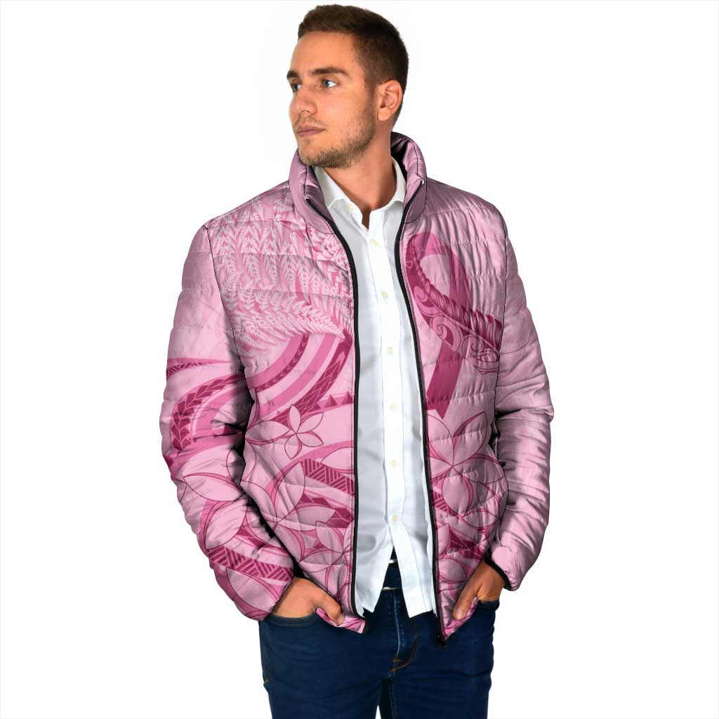 Aotearoa Maori Padded Jacket Pink Fern Ribbons - Polynesian Pride