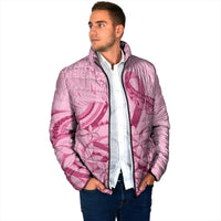 Aotearoa Maori Padded Jacket Pink Fern Ribbons - Polynesian Pride