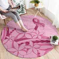 Aotearoa Maori Round Carpet Pink Fern Ribbons - Polynesian Pride