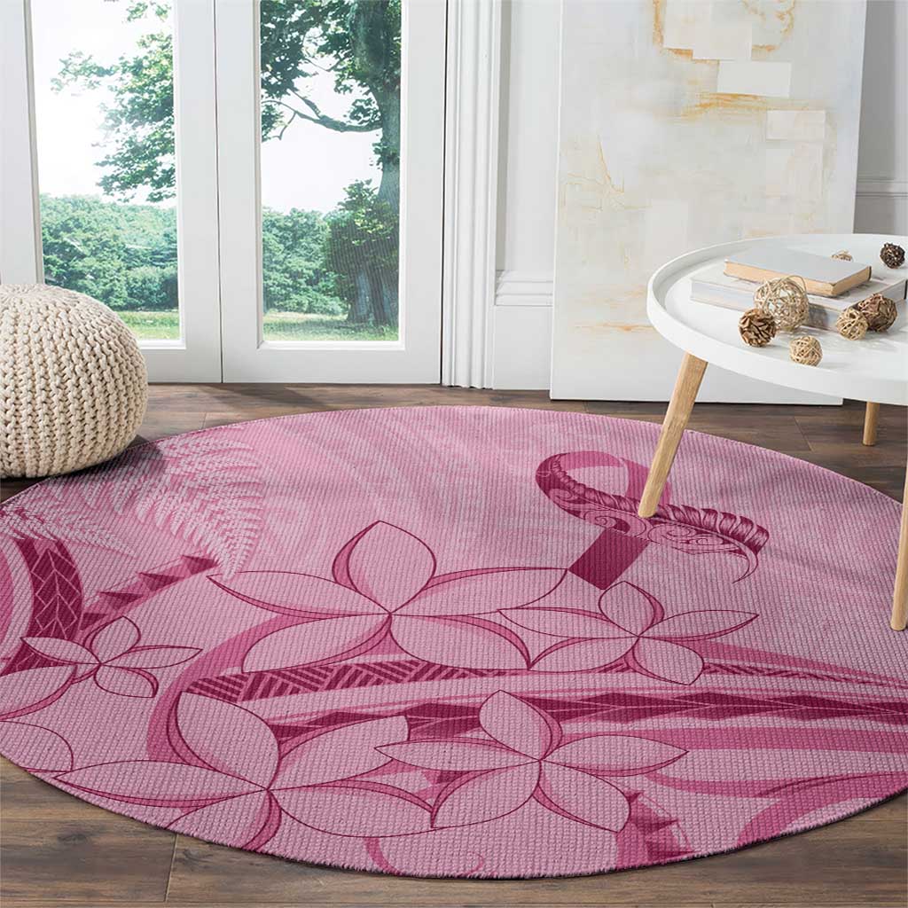 Aotearoa Maori Round Carpet Pink Fern Ribbons - Polynesian Pride