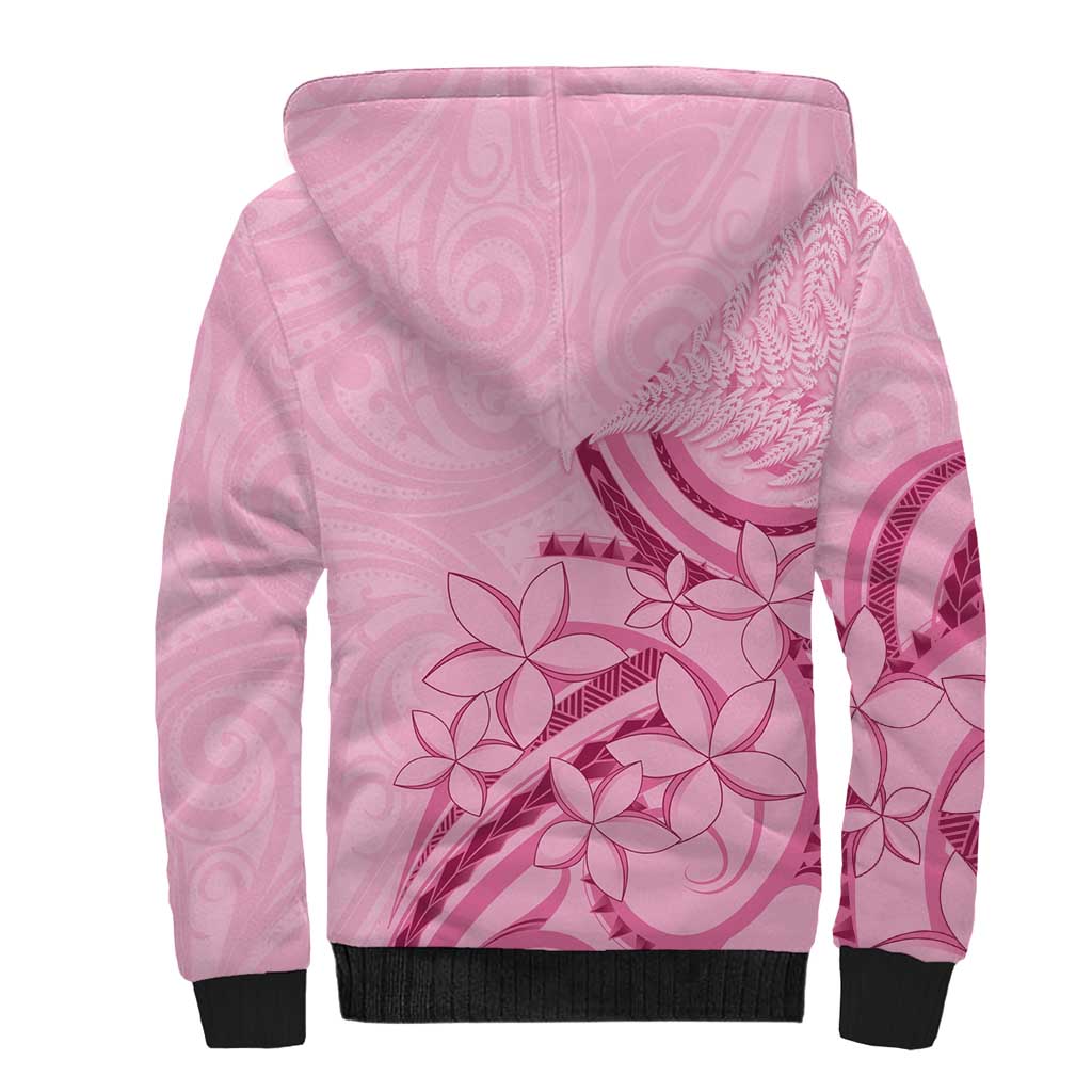 Aotearoa Maori Sherpa Hoodie Pink Fern Ribbons - Polynesian Pride