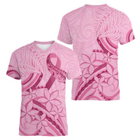 Aotearoa Maori Women V-Neck T-Shirt Pink Fern Ribbons - Polynesian Pride