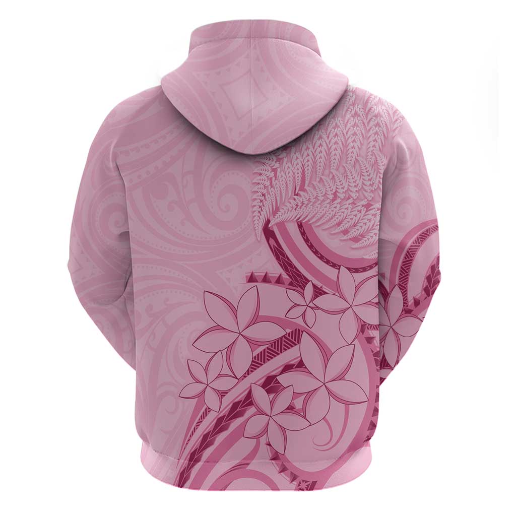Aotearoa Maori Zip Hoodie Pink Fern Ribbons - Polynesian Pride