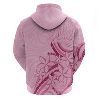 Aotearoa Maori Zip Hoodie Pink Fern Ribbons - Polynesian Pride