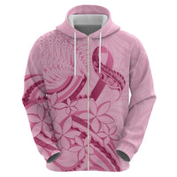 Aotearoa Maori Zip Hoodie Pink Fern Ribbons - Polynesian Pride