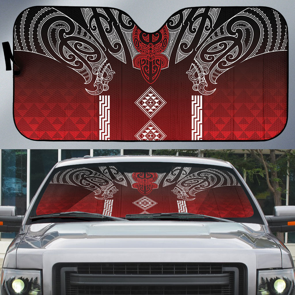 Aotearoa Maori Iwi Heritage Auto Sun Shade Ngapuhi Kokowai LT7 Red - Polynesian Pride