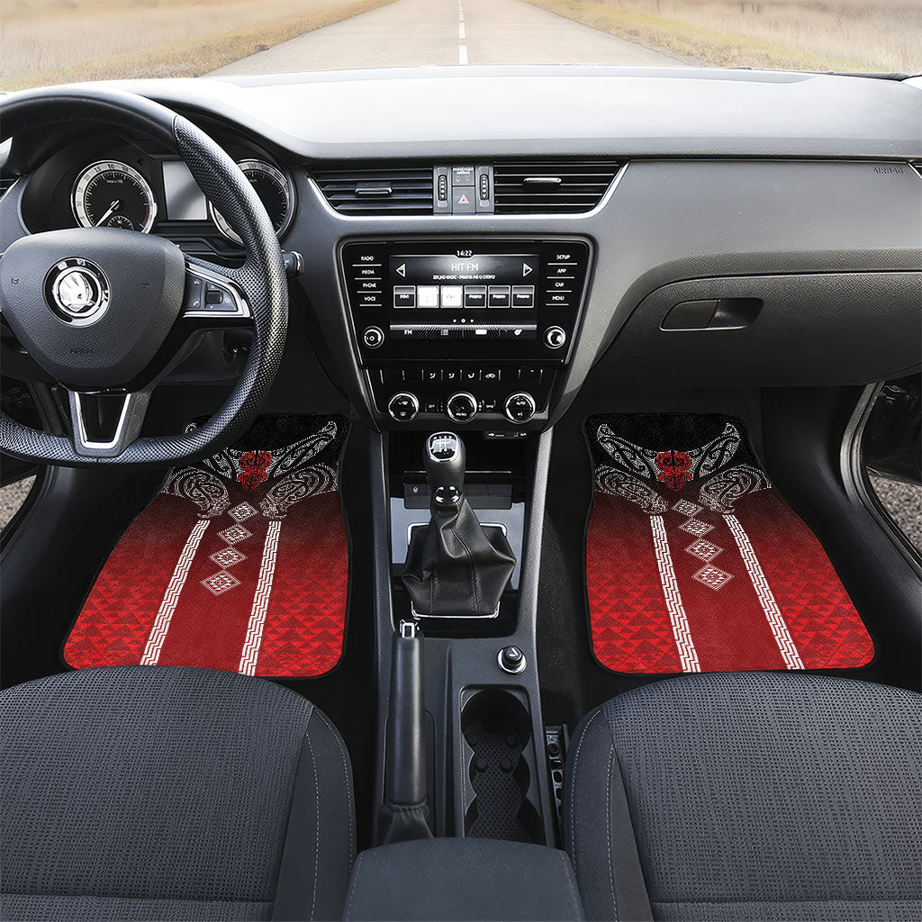 Aotearoa Maori Iwi Heritage Car Mats Ngapuhi Kokowai LT7 Set 2pcs - Front Red - Polynesian Pride