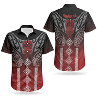Aotearoa Maori Iwi Heritage Couples Matching Long Sleeve Bodycon Dress and Hawaiian Shirt Ngapuhi Kokowai LT7 - Polynesian Pride