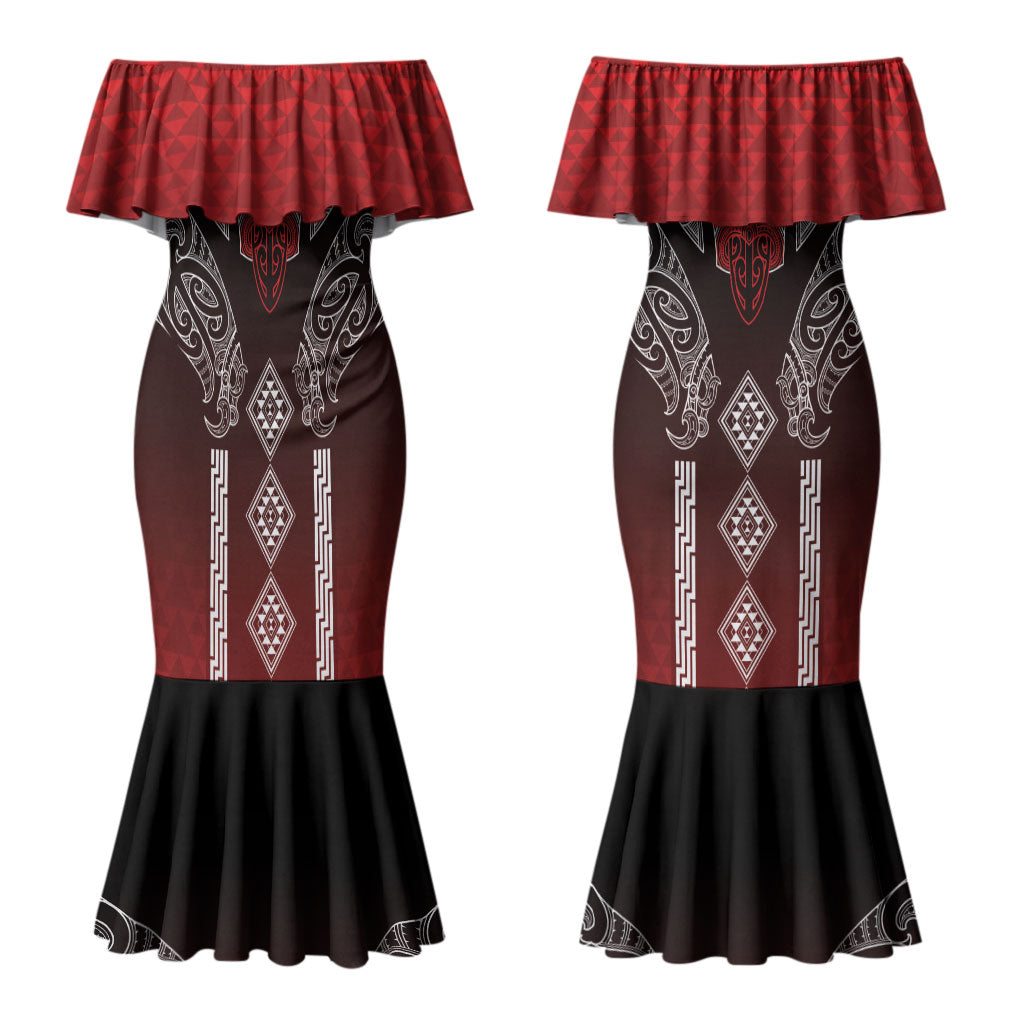 Aotearoa Maori Iwi Heritage Couples Matching Mermaid Dress and Hawaiian Shirt Ngapuhi Kokowai LT7 - Polynesian Pride