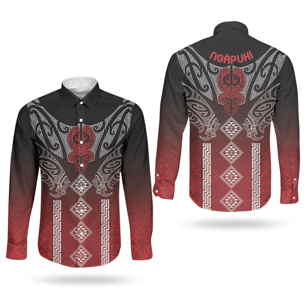 Aotearoa Maori Iwi Heritage Couples Matching Off Shoulder Short Dress and Long Sleeve Button Shirt Ngapuhi Kokowai LT7 - Polynesian Pride
