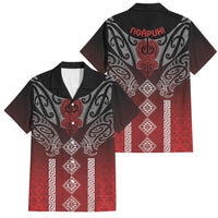 Aotearoa Maori Iwi Heritage Family Matching Off Shoulder Maxi Dress and Hawaiian Shirt Ngapuhi Kokowai LT7 Dad's Shirt - Short Sleeve Red - Polynesian Pride