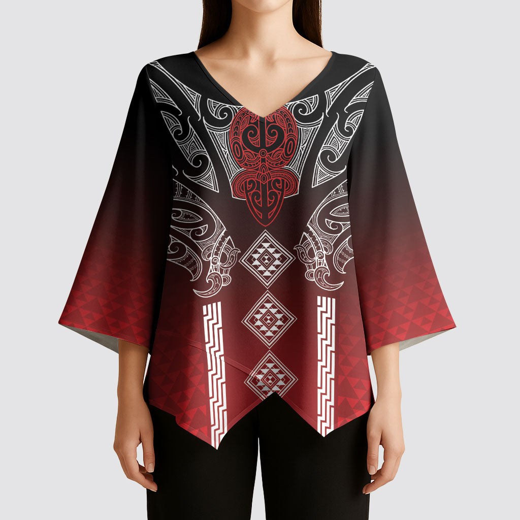 Aotearoa Maori Iwi Heritage Kimono Sleeve Blouse Ngapuhi Kokowai LT7 - Polynesian Pride