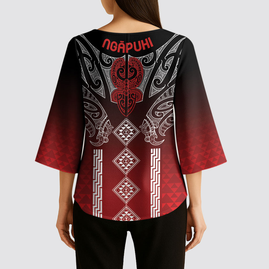 Aotearoa Maori Iwi Heritage Kimono Sleeve Blouse Ngapuhi Kokowai LT7 - Polynesian Pride