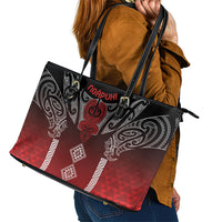 Aotearoa Maori Iwi Heritage Leather Tote Bag Ngapuhi Kokowai LT7 - Polynesian Pride