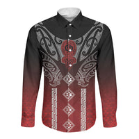 Aotearoa Maori Iwi Heritage Long Sleeve Button Shirt Ngapuhi Kokowai LT7 Unisex Red - Polynesian Pride