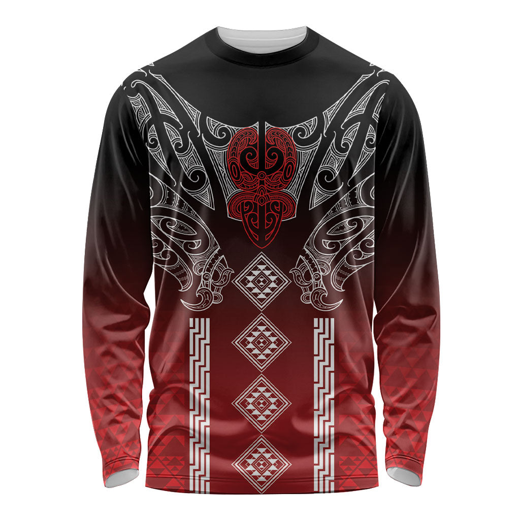 Aotearoa Maori Iwi Heritage Long Sleeve Shirt Ngapuhi Kokowai LT7 Unisex Red - Polynesian Pride