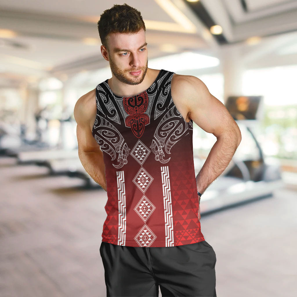 Aotearoa Maori Iwi Heritage Men Tank Top Ngapuhi Kokowai LT7 Red - Polynesian Pride