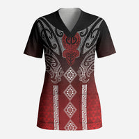 Aotearoa Maori Iwi Heritage Scrub Top Ngapuhi Kokowai LT7 Adult Red - Polynesian Pride