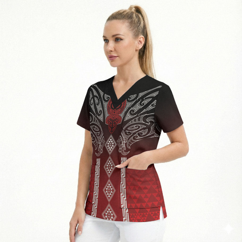 Aotearoa Maori Iwi Heritage Scrub Top Ngapuhi Kokowai LT7 - Polynesian Pride