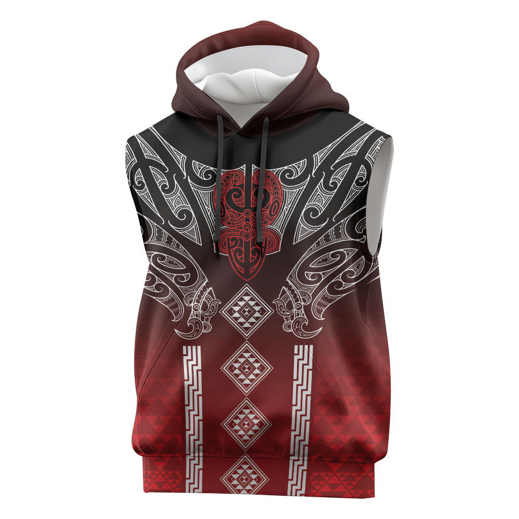 Aotearoa Maori Iwi Heritage Sleeveless Hoodie Ngapuhi Kokowai LT7 Red - Polynesian Pride
