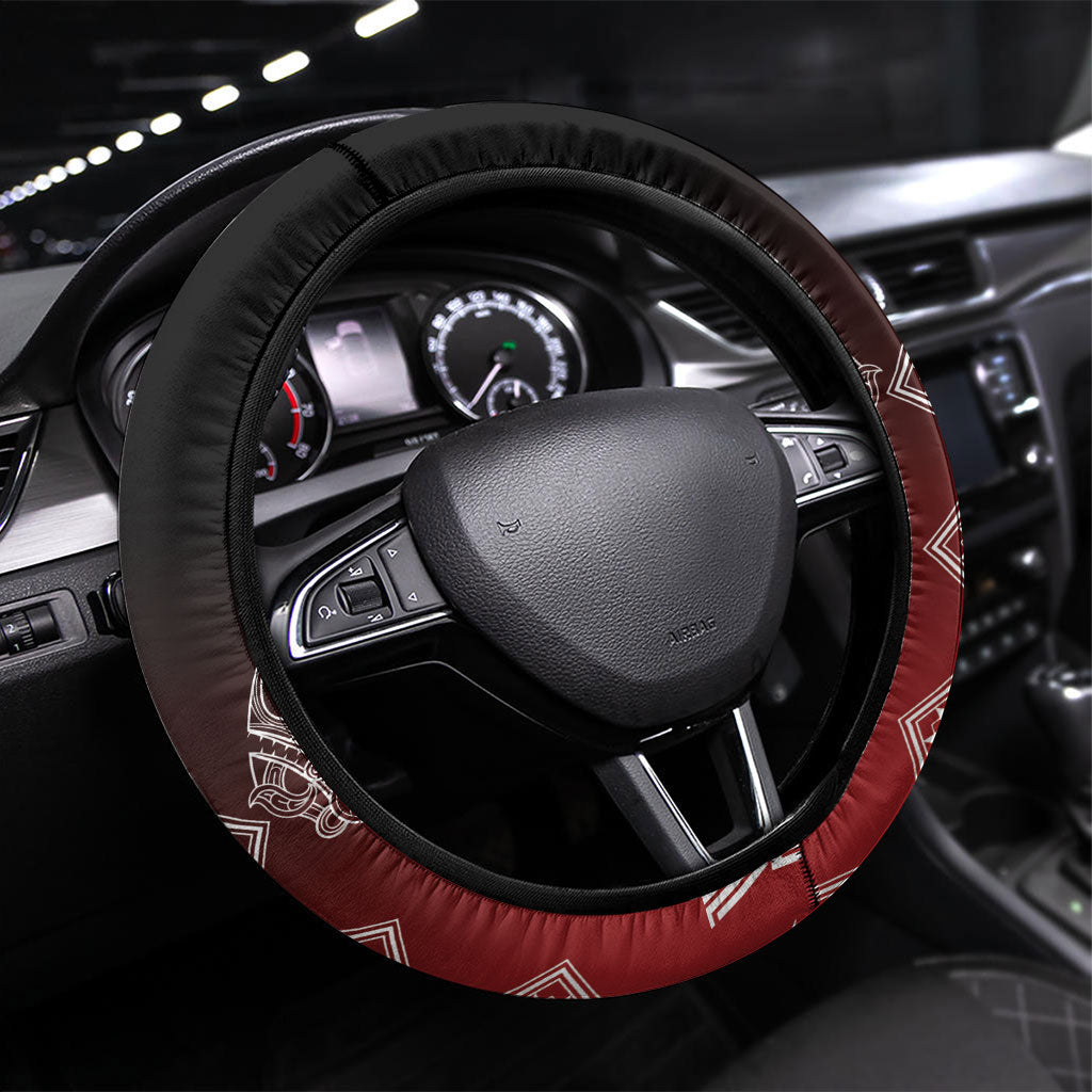 Aotearoa Maori Iwi Heritage Steering Wheel Cover Ngapuhi Kokowai LT7 Universal Fit Red - Polynesian Pride