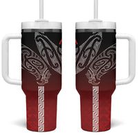 Aotearoa Maori Iwi Heritage Tumbler With Handle Ngapuhi Kokowai LT7 One Size: 40 oz Red - Polynesian Pride