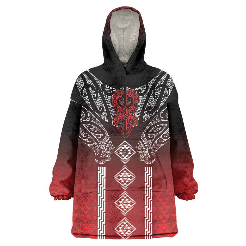Aotearoa Maori Iwi Heritage Wearable Blanket Hoodie Ngapuhi Kokowai LT7 One Size Red - Polynesian Pride