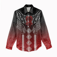 Aotearoa Maori Iwi Heritage Women Casual Shirt Ngapuhi Kokowai LT7 - Polynesian Pride