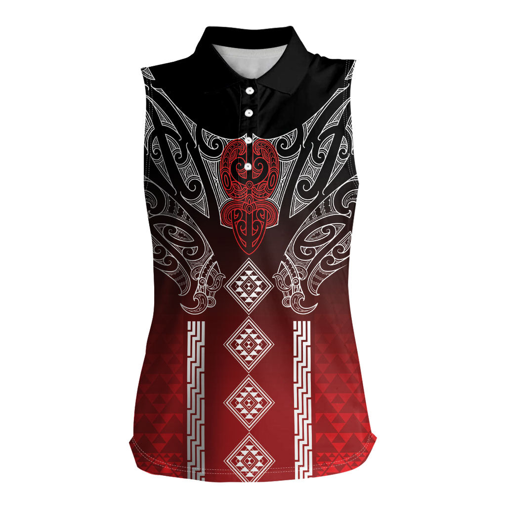 Aotearoa Maori Iwi Heritage Women Sleeveless Polo Shirt Ngapuhi Kokowai LT7 Female Red - Polynesian Pride