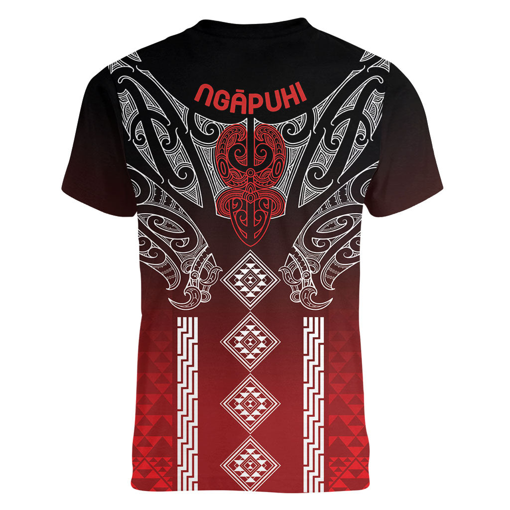 Aotearoa Maori Iwi Heritage Women V-Neck T-Shirt Ngapuhi Kokowai LT7 - Polynesian Pride