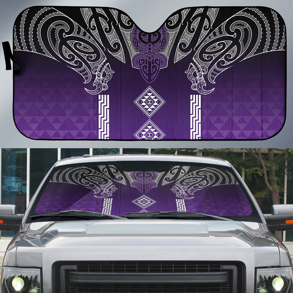 Aotearoa Maori Iwi Heritage Auto Sun Shade Ngati Porou Waiporoporo LT7 Purple - Polynesian Pride