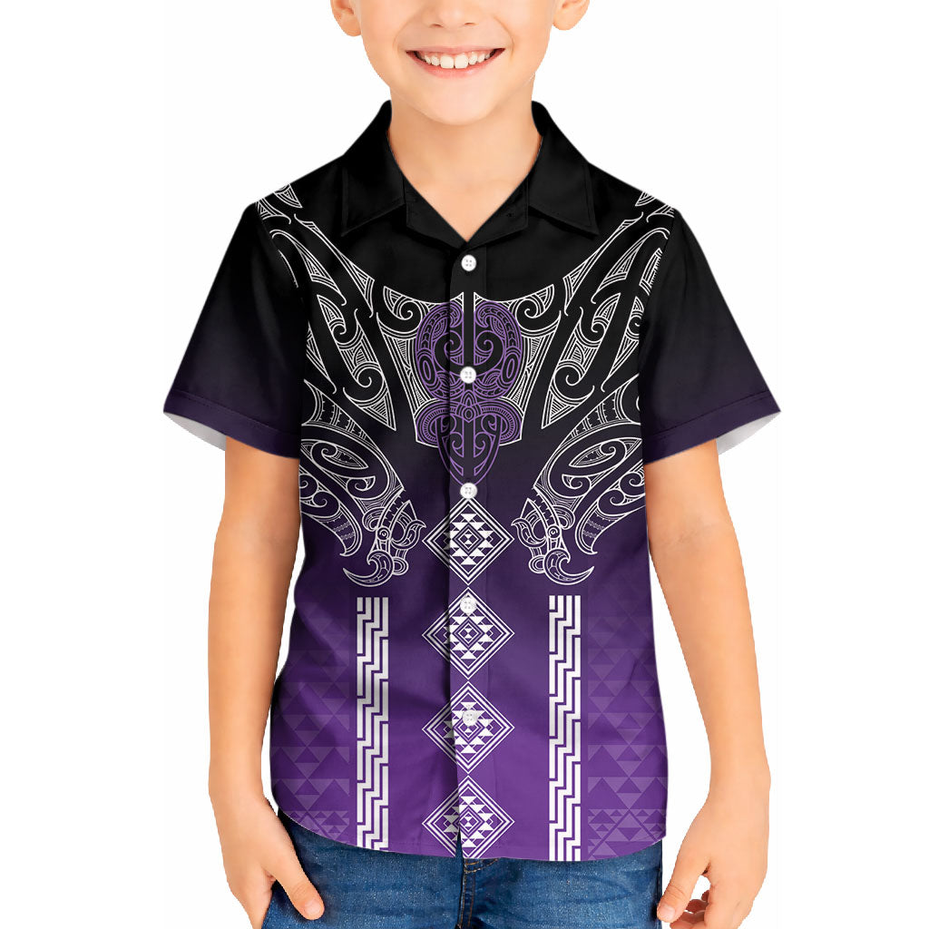 Aotearoa Maori Iwi Heritage Kid Hawaiian Shirt Ngati Porou Waiporoporo LT7 Kid Purple - Polynesian Pride