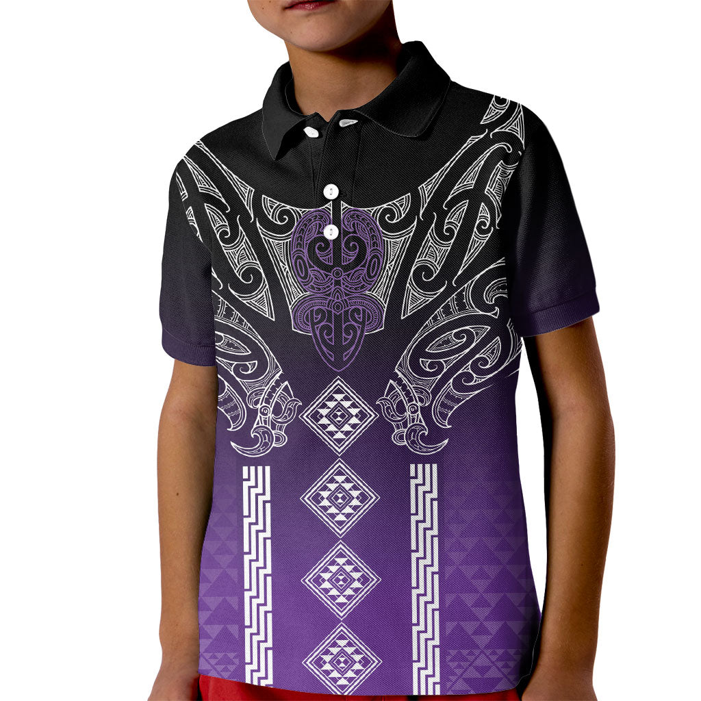 Aotearoa Maori Iwi Heritage Kid Polo Shirt Ngati Porou Waiporoporo LT7 Kid Purple - Polynesian Pride