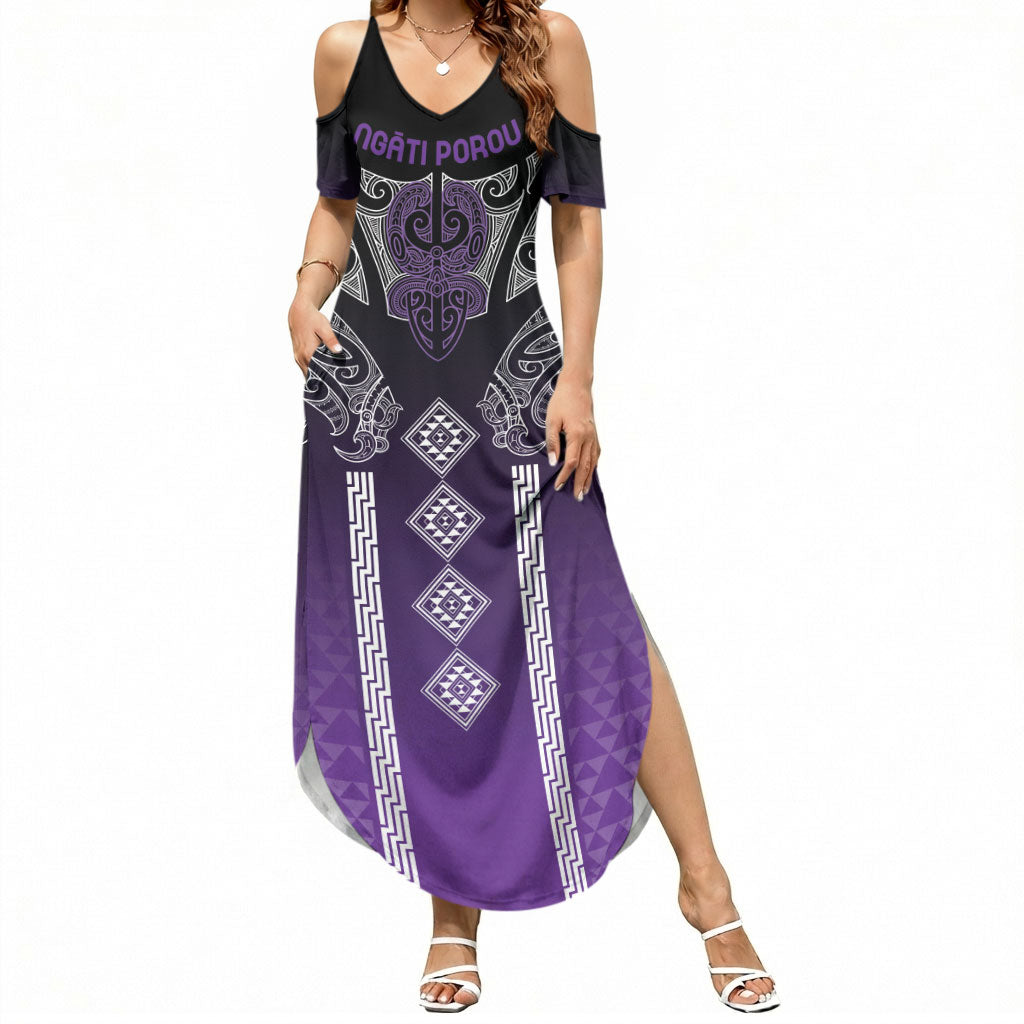 Aotearoa Maori Iwi Heritage Summer Maxi Dress Ngati Porou Waiporoporo LT7 Women Purple - Polynesian Pride