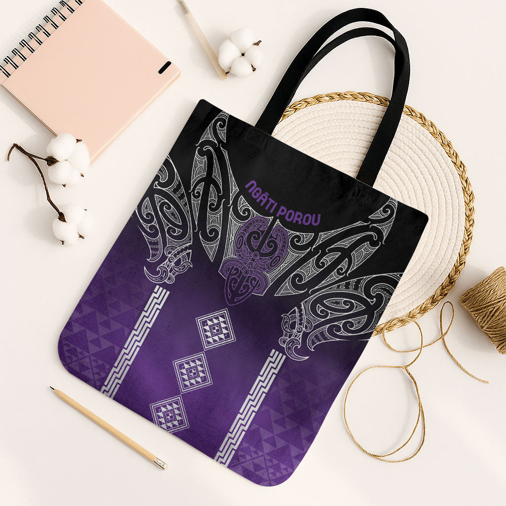 Aotearoa Maori Iwi Heritage Tote Bag Ngati Porou Waiporoporo LT7 Black Strap One Size Purple - Polynesian Pride