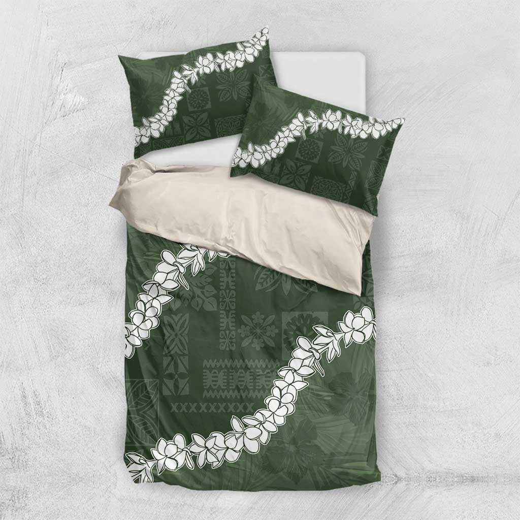 Hawaii Aloha Bedding Set Sage Quilt Patch Work Mix Plumeria Lei