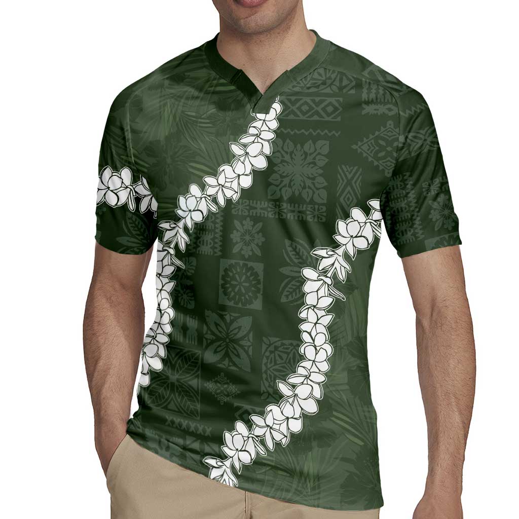 Hawaii Aloha Rugby Jersey Sage Quilt Patch Work Mix Plumeria Lei