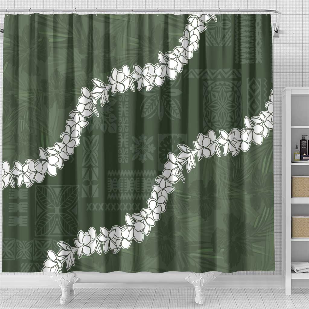 Hawaii Aloha Shower Curtain Sage Quilt Patch Work Mix Plumeria Lei