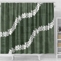 Hawaii Aloha Shower Curtain Sage Quilt Patch Work Mix Plumeria Lei